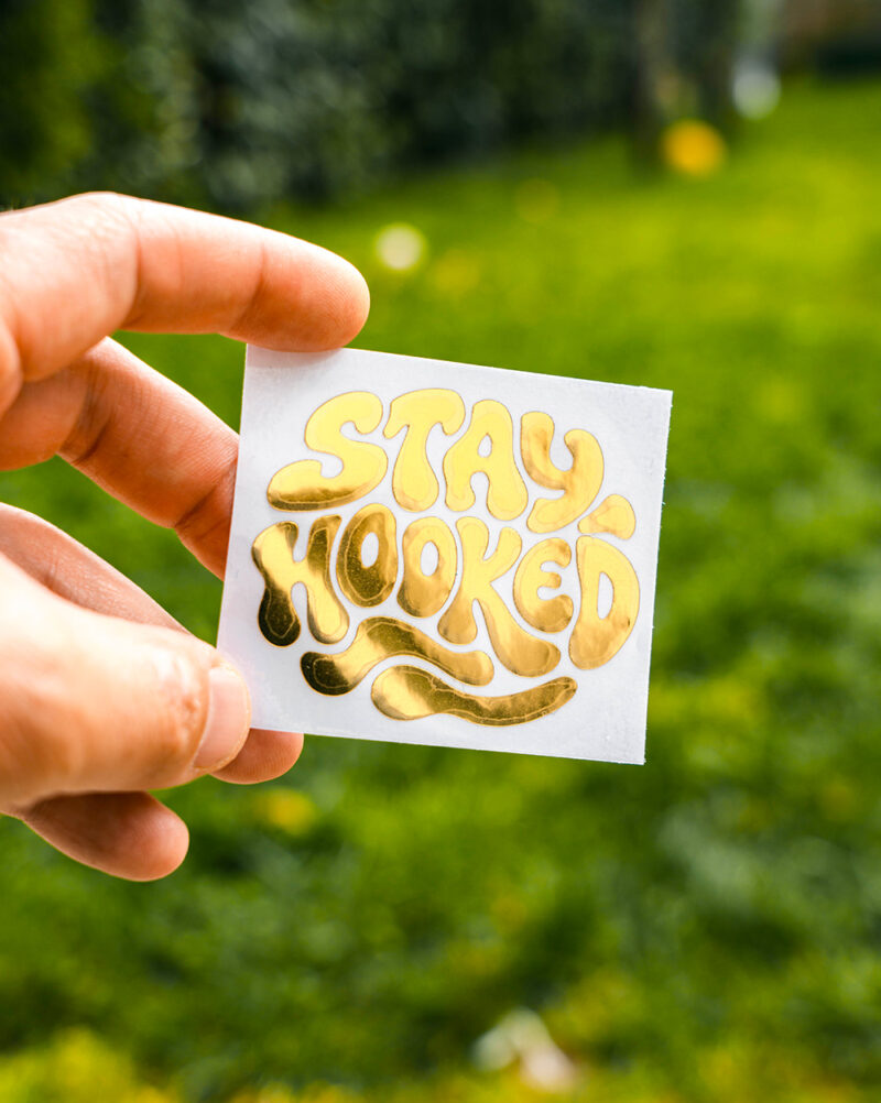 DSC01809 Sticker avec transfert : Stay Hooked - Or métallisé